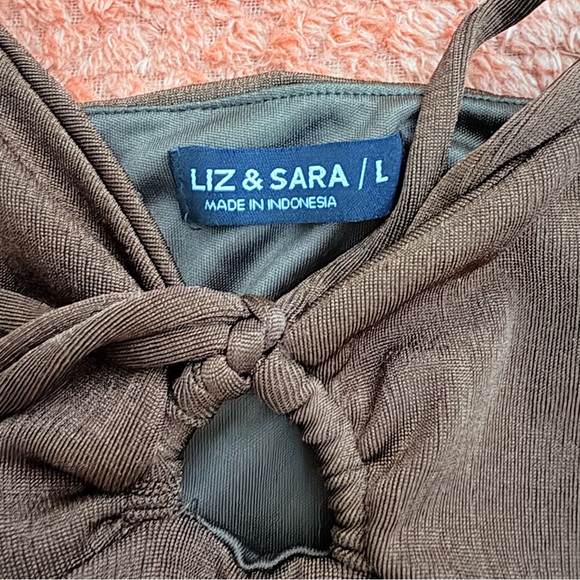 Elegant Brown Ruched Mini Dress - Picture 2 of 3